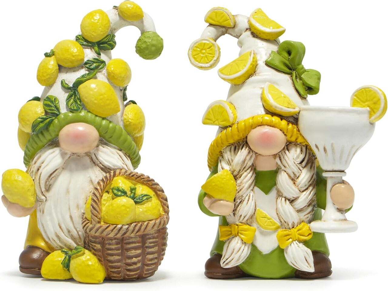 2PCS Summer Lemon Gnomes Decoration Spring Lemon-Themed Gnome Decor for Indoor Home - Small Decorative Gnomes for Kitchen, Living Room, or Shelf - Cute Lemon Elf Ornament Decor